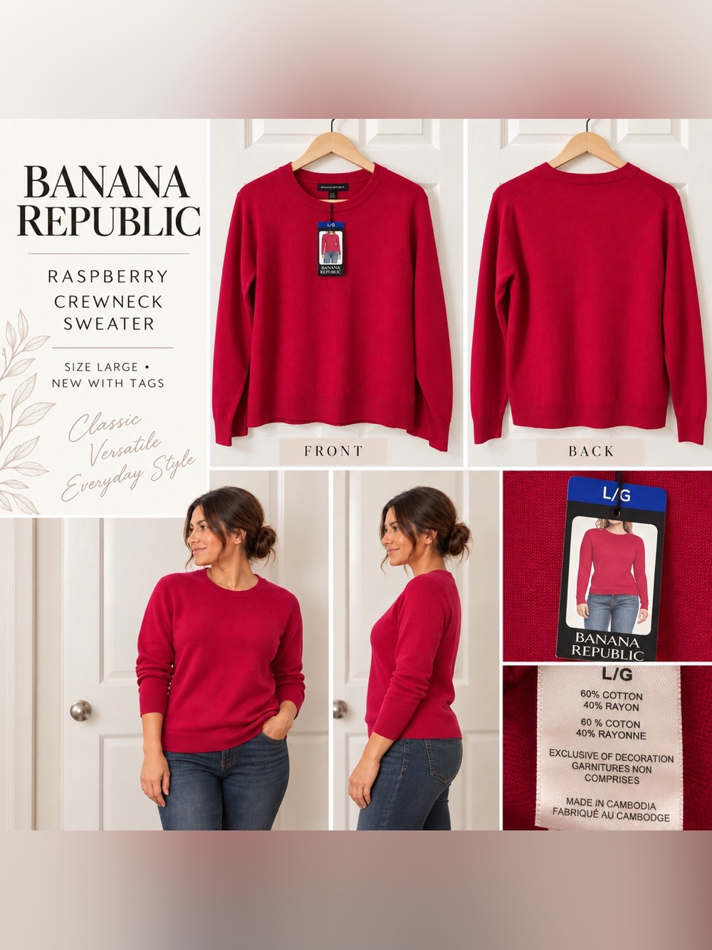 Title: Banana Republic Pink Crewneck Sweater | Large | New With Tags